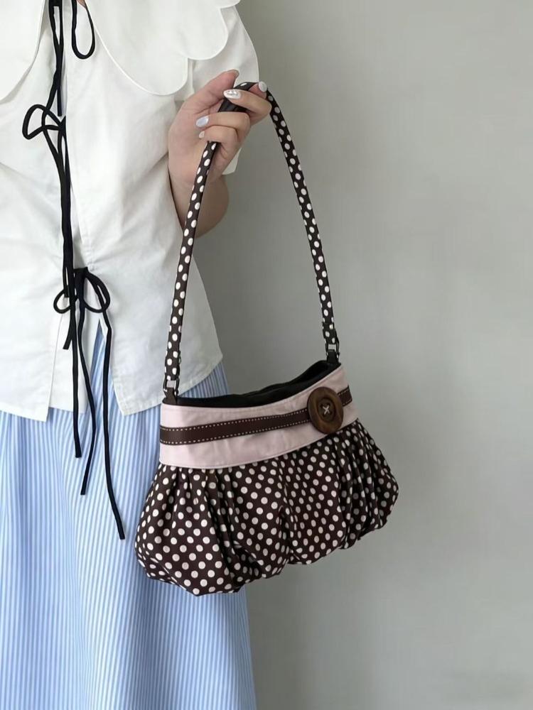 2026 Fashion Messenger Bags for Women 2026 New Arrive Vintage Polka Dot Handbag Korean Large-capacity