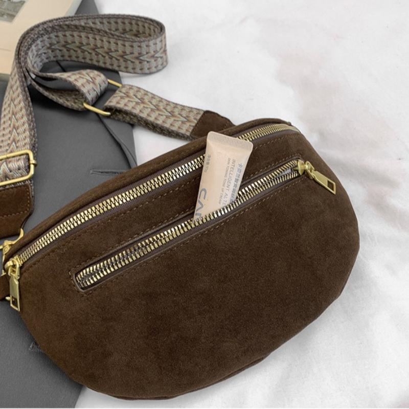 2026 2026 Winter Faux Suede Chest Bag Woman Waist Bag Street Trend Fanny Pack Casual travel Female