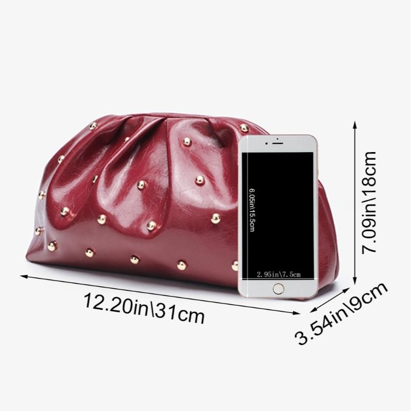 2026 2026 New Women's Zipper Handbag Fashion Simple Multifunctional Clasp Bag Mushroom Nail Large
