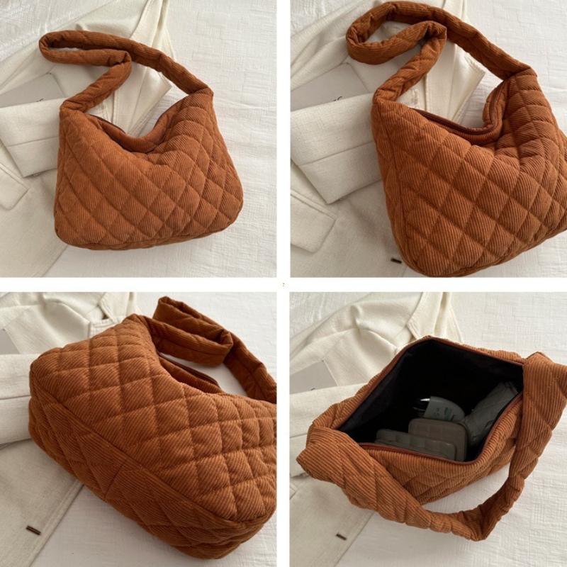 2026 Casual Diamond Corduroy Solid Colour Shoulder Bag Winter Thread Minimalistic Crossbody Bag Thick