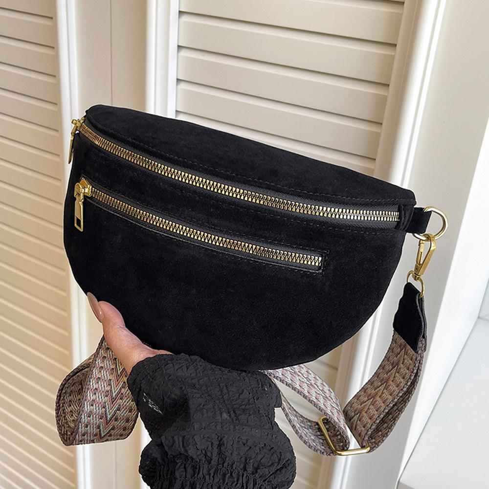 2026 2026 Winter Faux Suede Chest Bag Woman Waist Bag Street Trend Fanny Pack Casual travel Female