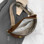 2026 2026 Winter Faux Suede Chest Bag Woman Waist Bag Street Trend Fanny Pack Casual travel Female