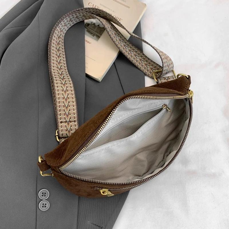 2026 2026 Winter Faux Suede Chest Bag Woman Waist Bag Street Trend Fanny Pack Casual travel Female