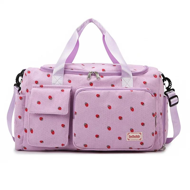 2026 Corduroy Travel Tote Bag Large Capacity Carry On Travel Bag With Shoe Compartment Sports Fitness