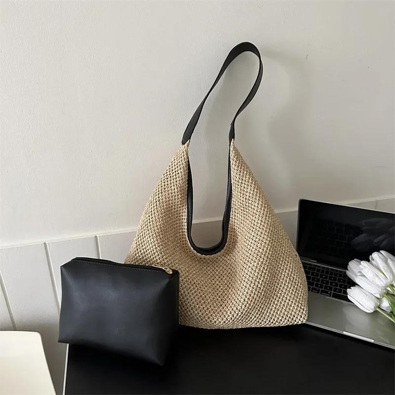 2026 Casual Beach Summer Popular Woven Mother-in-law Bag 2026 Fashionable One-shoulder Seaside Travel