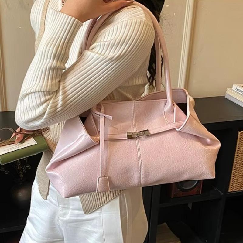 2026 2026 New Large Capacity Soft Leather Pleated Women's Handbag Retro Commuter Tote Bag Quality Single