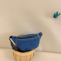 2026 Children's Denim Waist Bag Solid Fashion Zipped Kids Waist Pack Casual Outdoor Sport Bodycross Bag