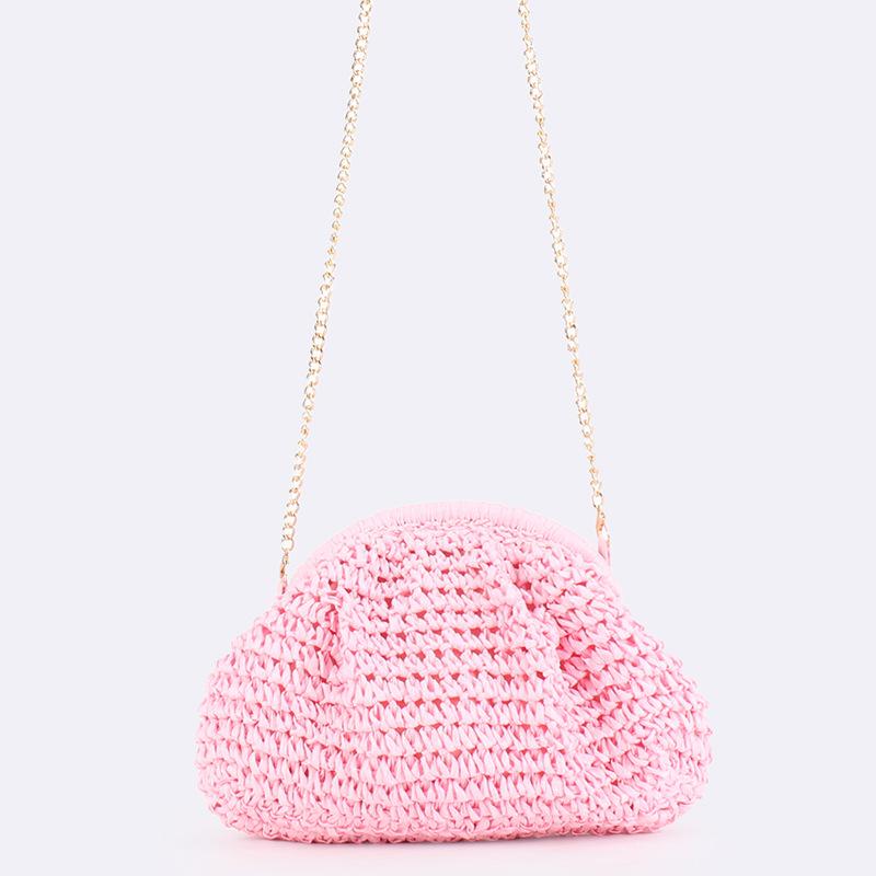 2026 2026 Summer New Straw Weaving Crossbody Bag Fashionable and Casual Shell Bag Women's Shoulder Bag