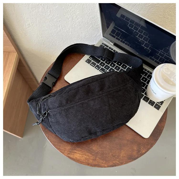 2026 Corduroy Women Waist Bag Canvas Student Shoulder Crossbody Chest Bag 2026 Fanny Pack Fashion Phone