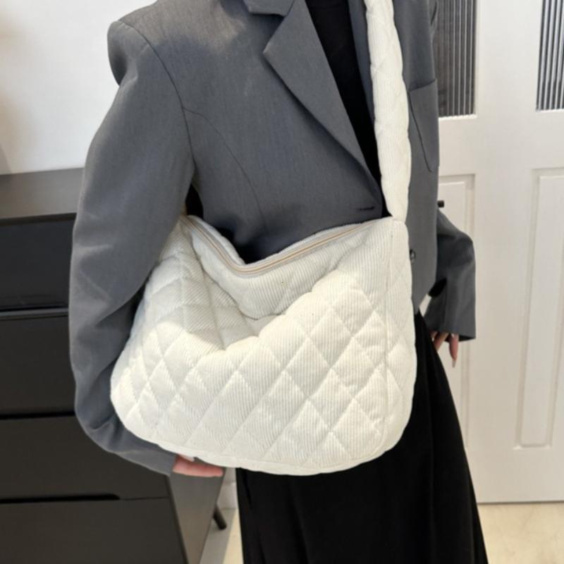 2026 Casual Diamond Corduroy Solid Colour Shoulder Bag Winter Thread Minimalistic Crossbody Bag Thick