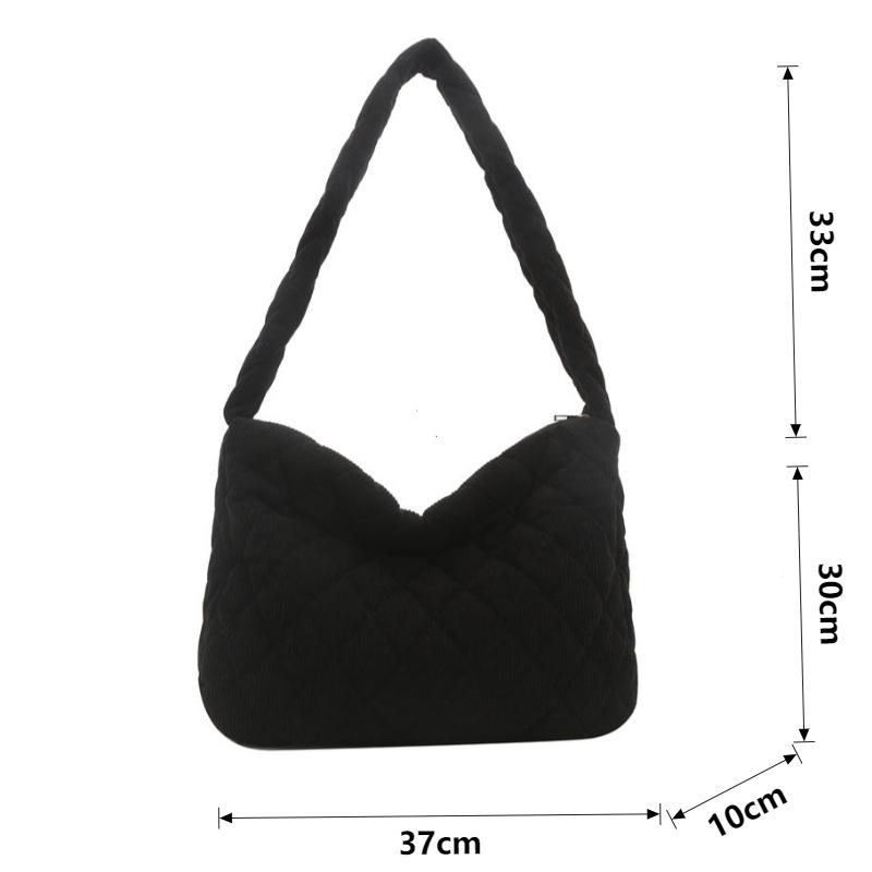 2026 Casual Diamond Corduroy Solid Colour Shoulder Bag Winter Thread Minimalistic Crossbody Bag Thick