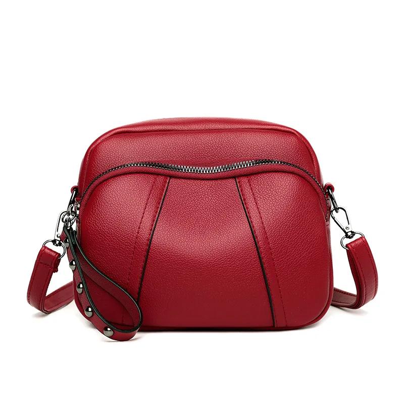 2026 Fashion Soft Leather Crossbody Bags for Women 2026 Casual Female Multi Pocket Messenger Bags Retro
