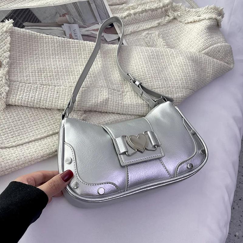 2026 Fashion Women Shoulder Bag Y2K Armpit Bag Luxury Design Bolsos Pleated Underarm Bag Solid Color
