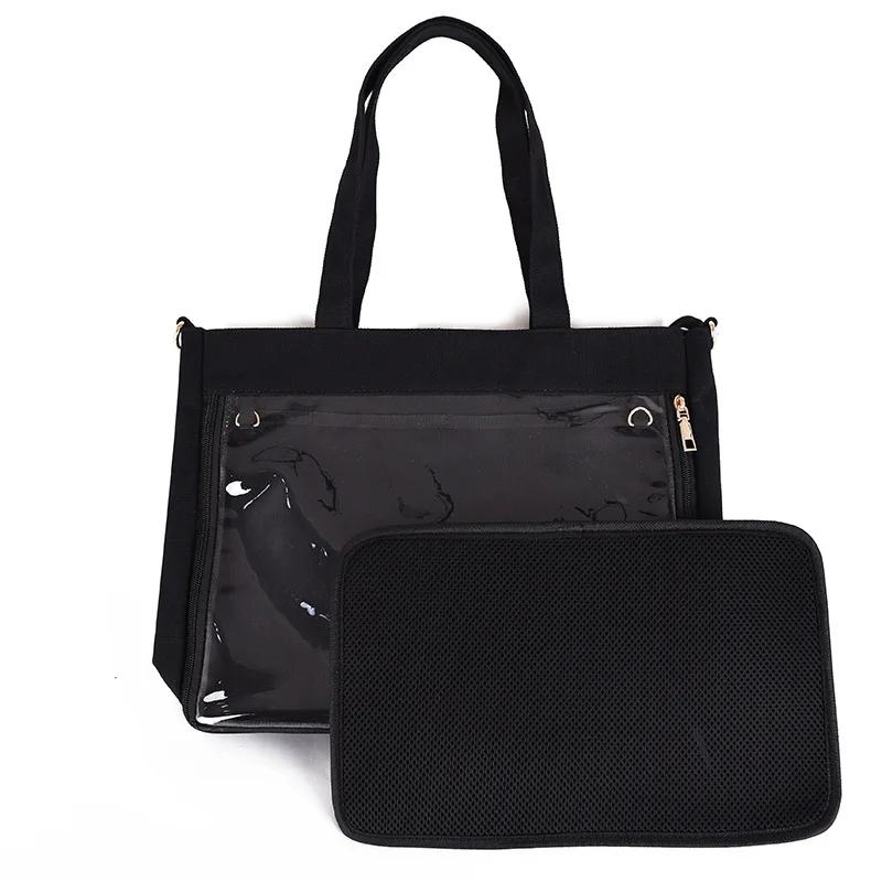 2026 Big Ita Bag Black with Insert Japanese Cute Clear Women Double Straps Girls Kawaii Transparent