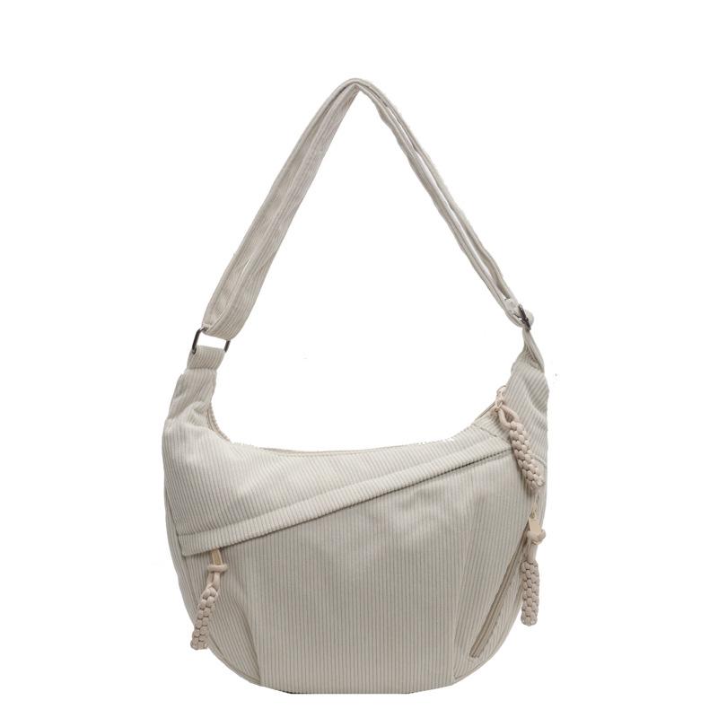 2026 Corduroy Shoulder Bag Solid Color Women Crossbody Bag with Pockets Crescent Bag Everyday Sling Bags