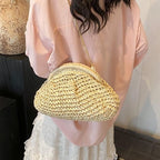 2026 2026 Summer New Straw Weaving Crossbody Bag Fashionable and Casual Shell Bag Women's Shoulder Bag