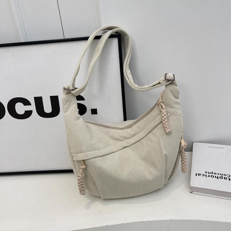 2026 Corduroy Shoulder Bag Solid Color Women Crossbody Bag with Pockets Crescent Bag Everyday Sling Bags