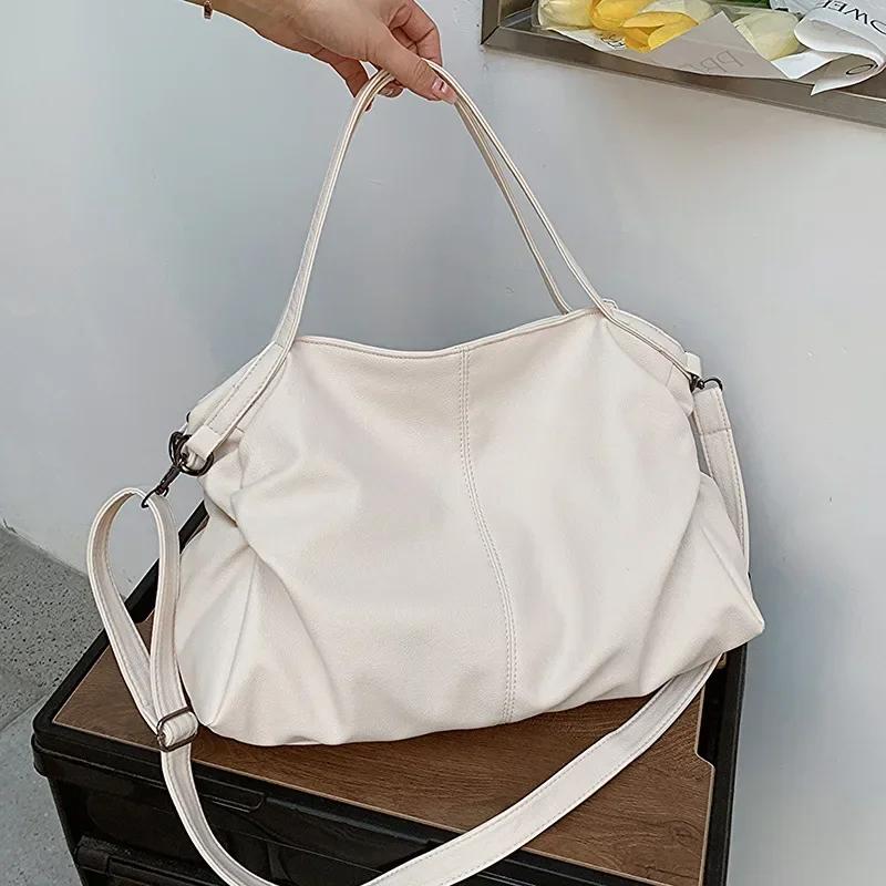 2026 Big Black Shoulder Bags for Women Large Hobo Shopper Bag Solid Color Quality Soft Leather Crossbody