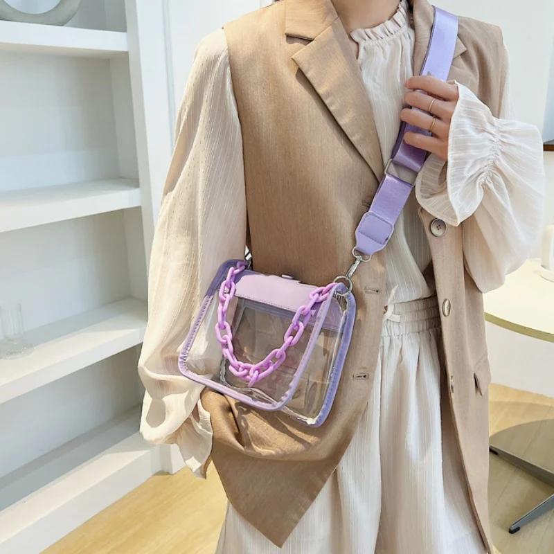 2026 Clear Crossbody Bag for Women PVC Transparent Single Shoulder Chain Portable Messenger Bags Small