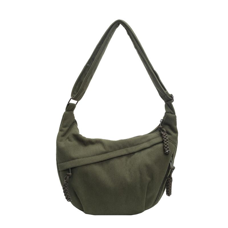 2026 Corduroy Shoulder Bag Solid Color Women Crossbody Bag with Pockets Crescent Bag Everyday Sling Bags