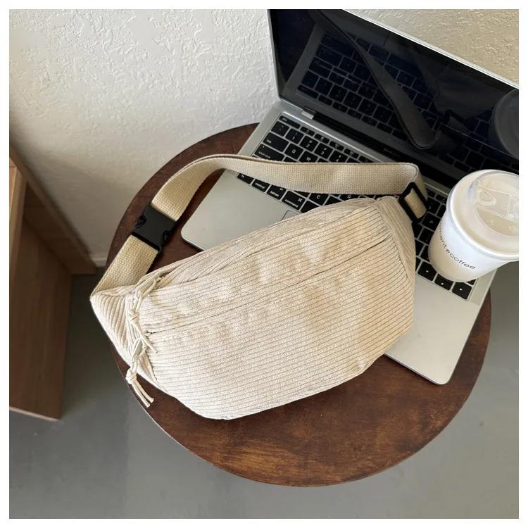 2026 Corduroy Women Waist Bag Canvas Student Shoulder Crossbody Chest Bag 2026 Fanny Pack Fashion Phone