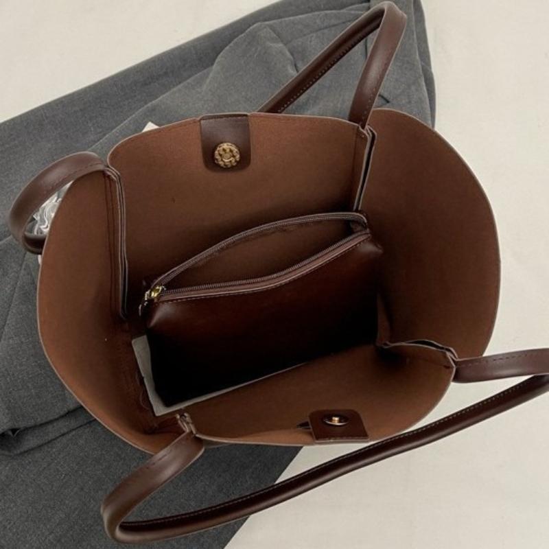 2026 Branded Designer Shoulder Tote Bags For Women Soft PU Leather 2-IN-1 Big Capacity Shopper Tote Set
