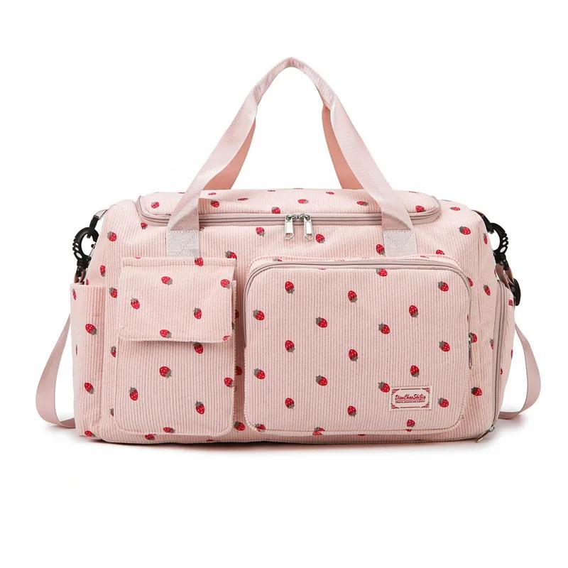 2026 Corduroy Travel Tote Bag Large Capacity Carry On Travel Bag With Shoe Compartment Sports Fitness