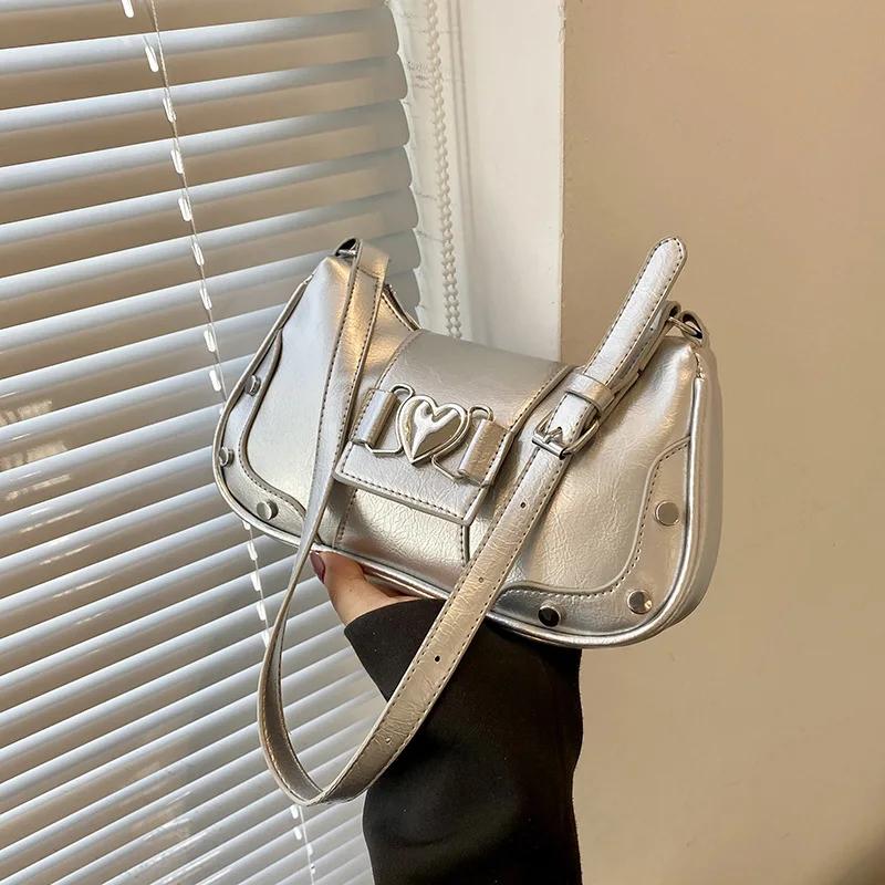 2026 Fashion Women Shoulder Bag Y2K Armpit Bag Luxury Design Bolsos Pleated Underarm Bag Solid Color