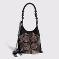 2026 Chinese Style Rose Decor Shoulder Bags Fashion Commuter Tote Bags Classic Pleated Handbags High