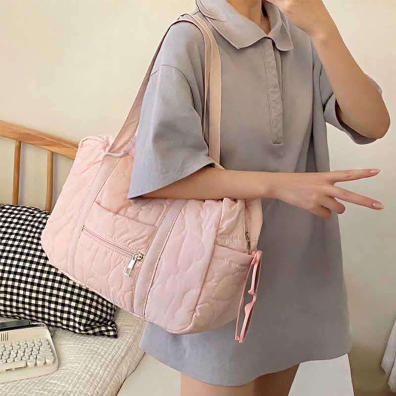 2026 Casual Underarm Bag Travel Luggage Bag Korean Style Solid Color Mommy Bag Tote Bags Heart Travel