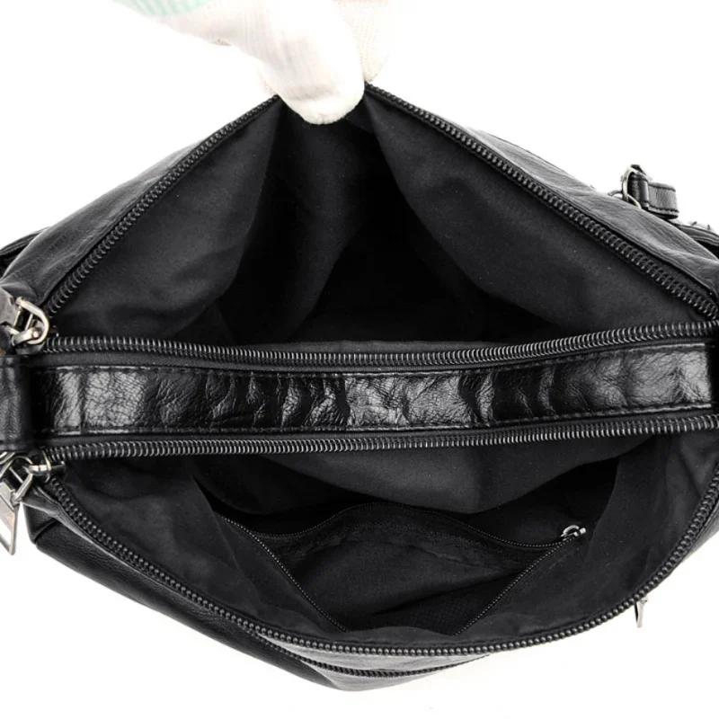 2026 Fashion Soft Leather Crossbody Bags for Women 2026 Casual Female Multi Pocket Messenger Bags Retro