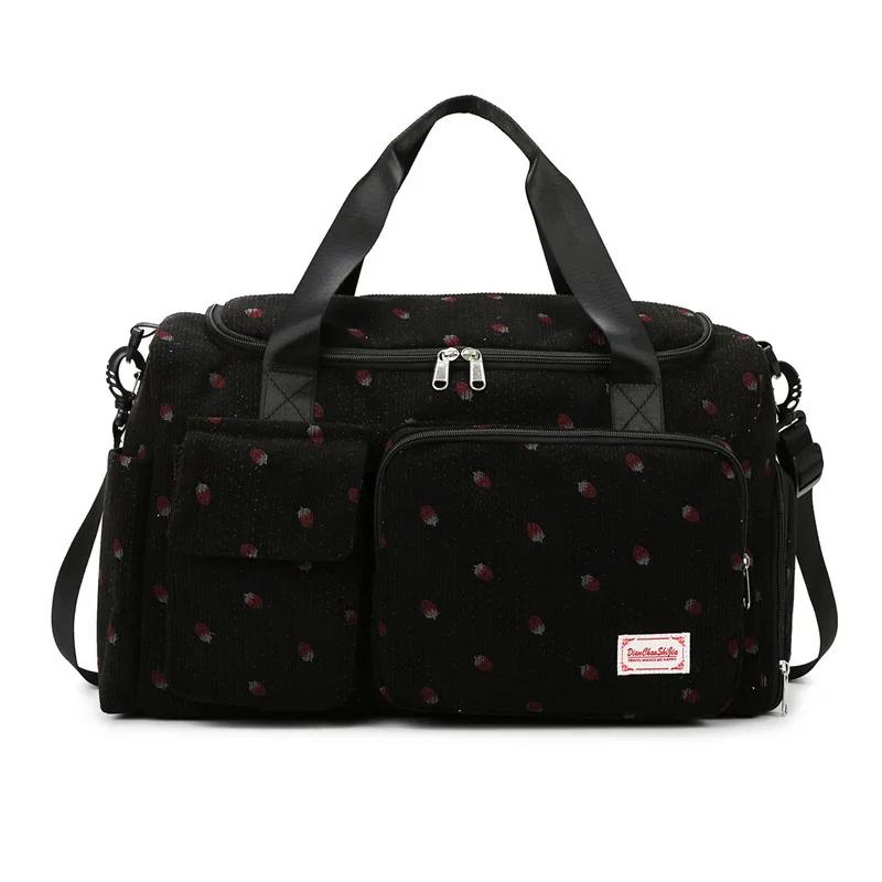 2026 Corduroy Travel Tote Bag Large Capacity Carry On Travel Bag With Shoe Compartment Sports Fitness