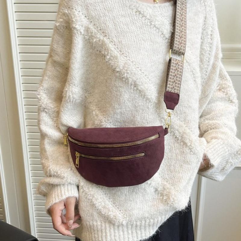 2026 2026 Winter Faux Suede Chest Bag Woman Waist Bag Street Trend Fanny Pack Casual travel Female