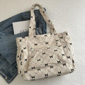2026 Corduroy Tote Bag Bow Pattern Shoulder Bag Large Capacity Fashion Underarm Commuting Handbags