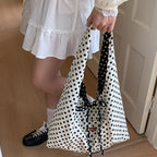 2026 Casual Simple Polka Dots Handbag, Korean Double-Sided Shoulder Bag, Fashionable Large Capacity
