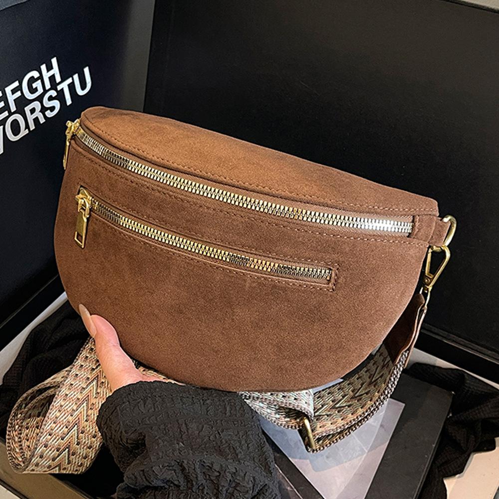 2026 2026 Winter Faux Suede Chest Bag Woman Waist Bag Street Trend Fanny Pack Casual travel Female