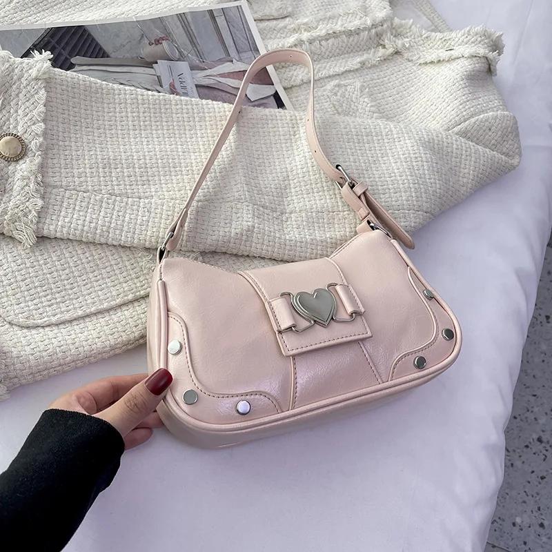2026 Fashion Women Shoulder Bag Y2K Armpit Bag Luxury Design Bolsos Pleated Underarm Bag Solid Color