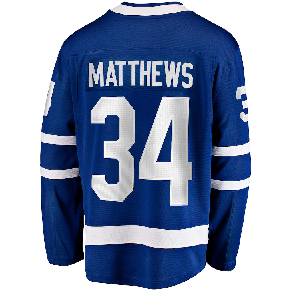 Toronto Maple Leafs #34 Auston Matthews Fanatics Blue Captain Patch Home Breakaway Embroidery Jersey