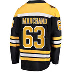 Boston Bruins #63 Brad Marchand Fanatics Black Home Breakaway Embroidery Jersey