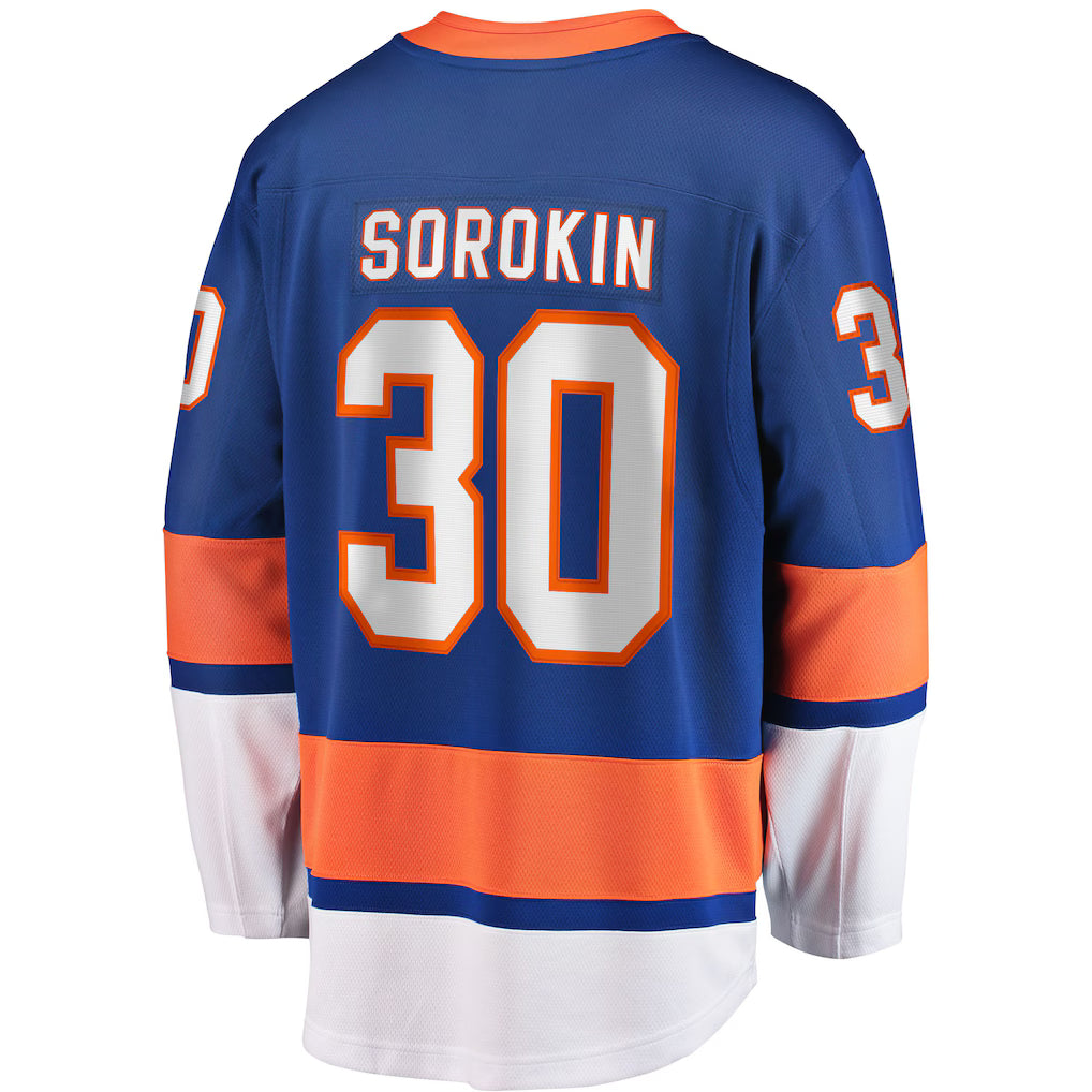 New York Islanders #30 Ilya Sorokin Fanatics Royal Home Breakaway Embroidery Jersey