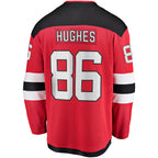 New Jersey Devils #86 Jack Hughes Fanatics Red Breakaway Embroidery Jersey