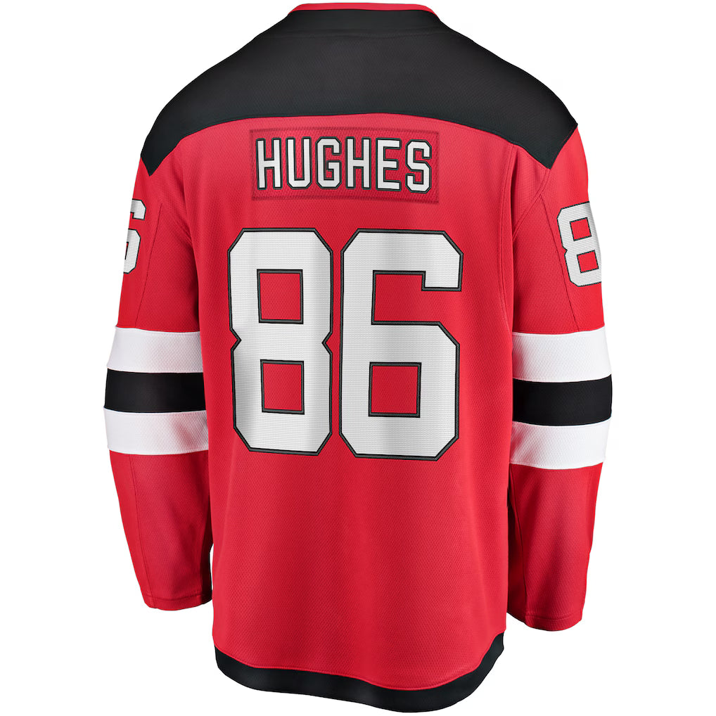 New Jersey Devils #86 Jack Hughes Fanatics Red Breakaway Embroidery Jersey