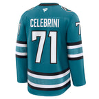 San Jose Sharks #71 Macklin Celebrini Fanatics Teal Home Premium Embroidery Jersey