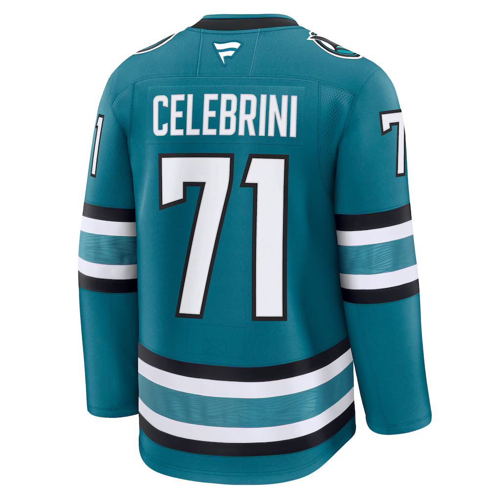 San Jose Sharks #71 Macklin Celebrini Fanatics Teal Home Premium Embroidery Jersey