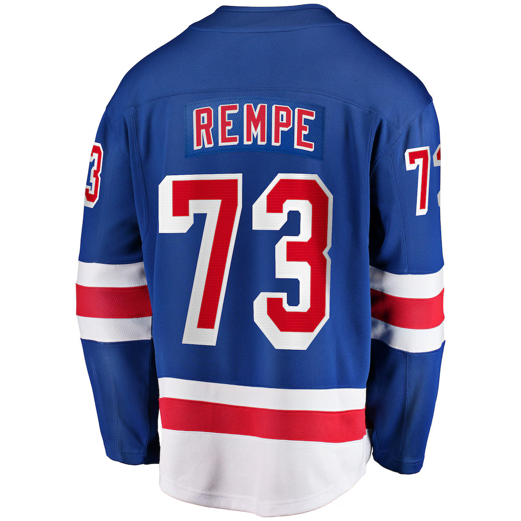 New York Rangers #73 Matt Rempe Fanatics Blue Home Breakaway Jersey Embroidery Jersey