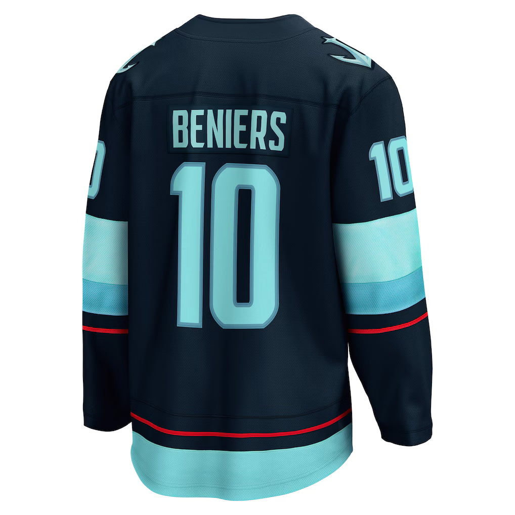 Seattle Kraken #10 Matty Beniers Fanatics Deep Sea Blue Premier Breakaway Embroidery Jersey