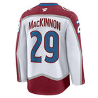 Colorado Avalanche #29 Nathan MacKinnon Fanatics White Away Premium Embroidery Jersey