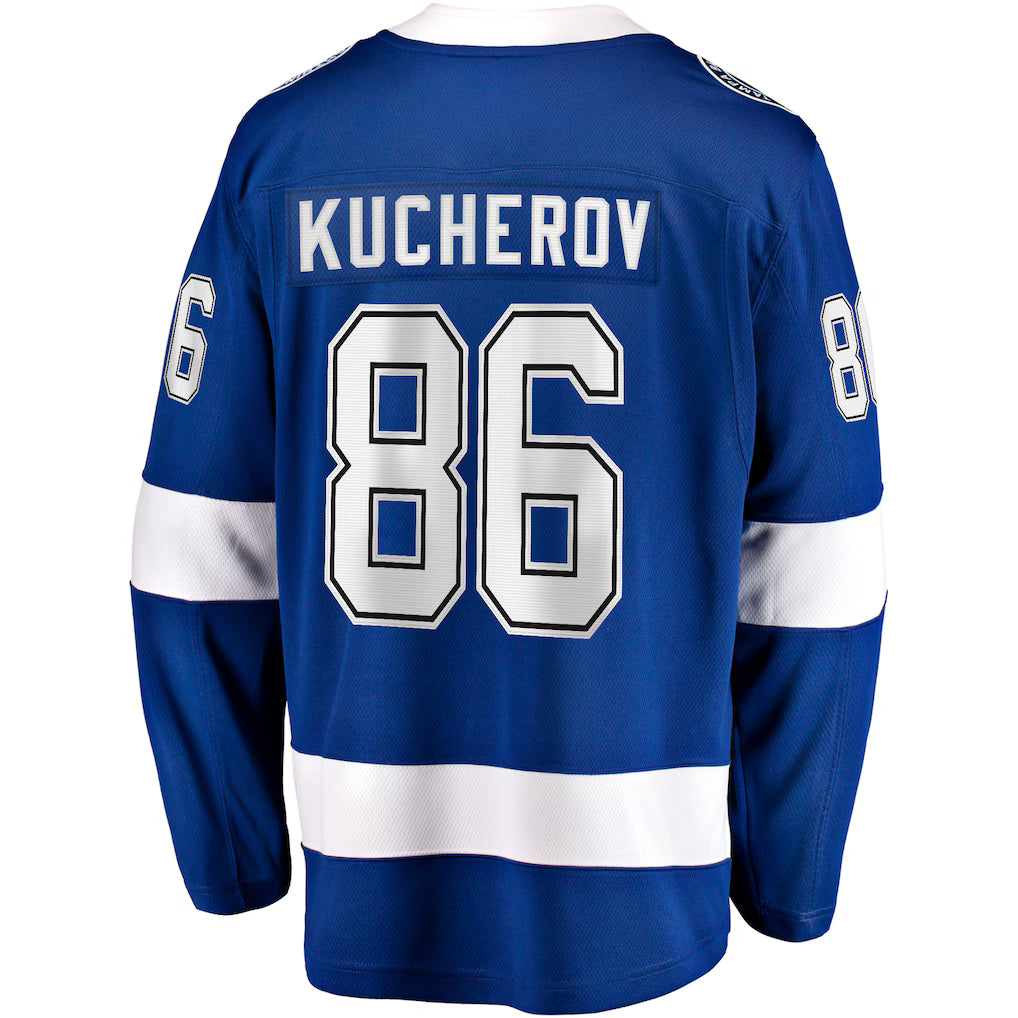 Tampa Bay Lightning #86 Nikita Kucherov Fanatics Blue Home Breakaway Embroidery Jersey