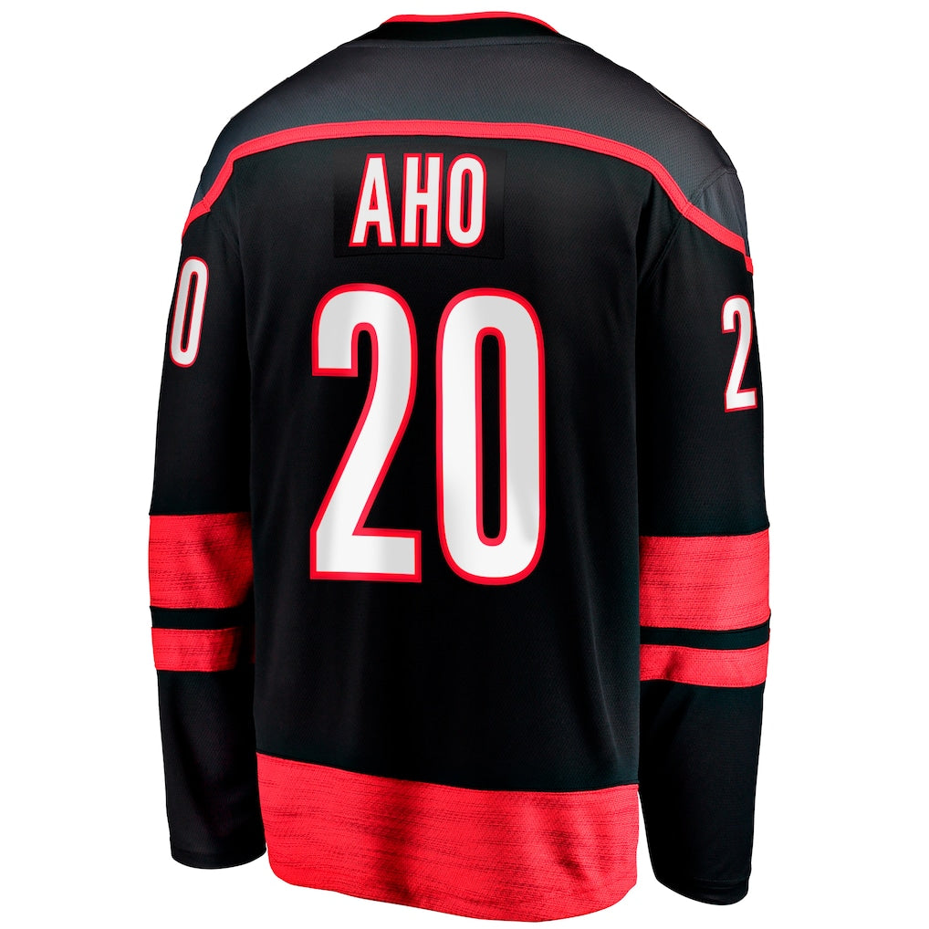 Carolina Hurricanes #20 Sebastian Aho Fanatics Black Home Breakaway Embroidery Jersey