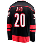 Carolina Hurricanes #20 Sebastian Aho Fanatics Black Home Breakaway Embroidery Jersey